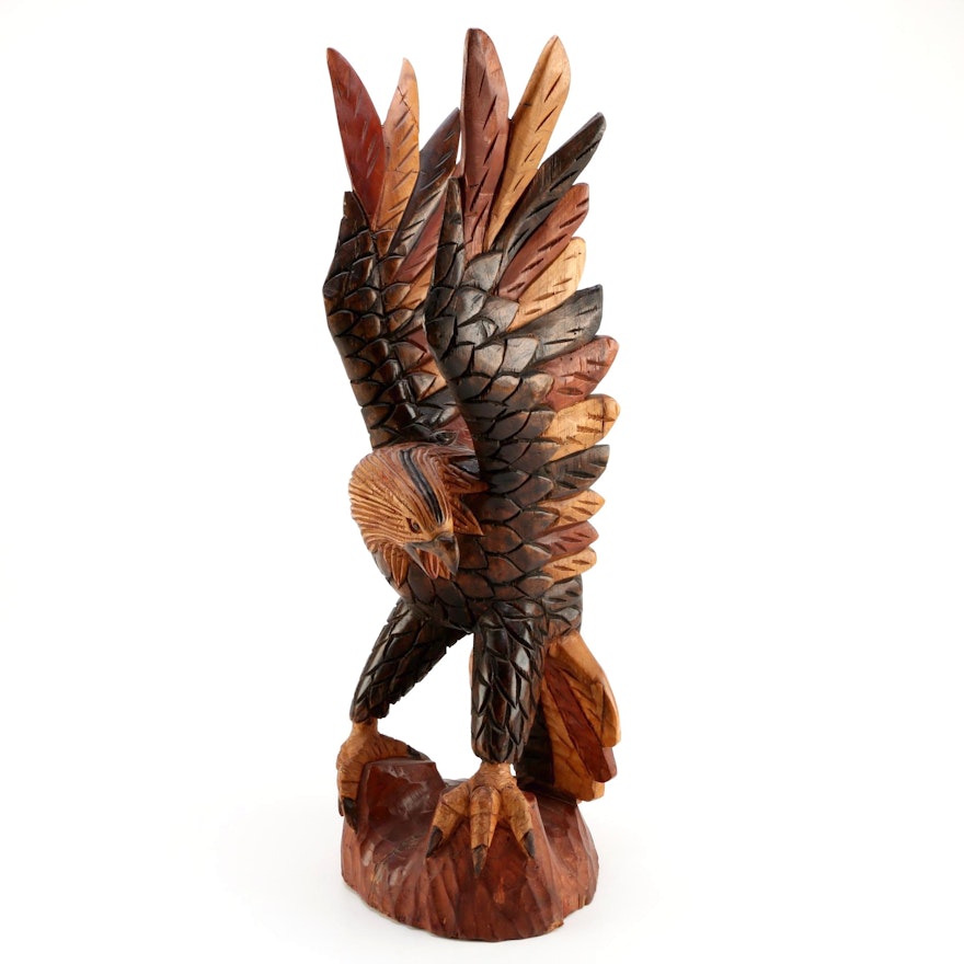 Hand Carved Wooden Eagle Sculpute