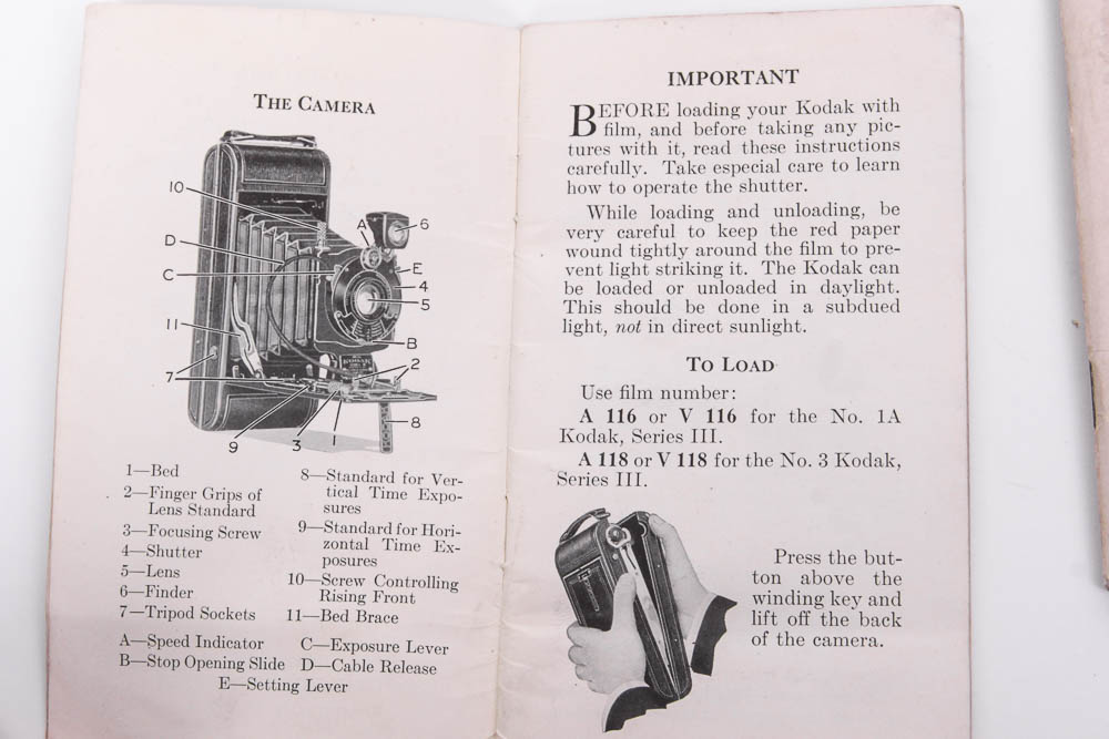 Vintage Kodak 3 Series III Cameras and Original Manual
