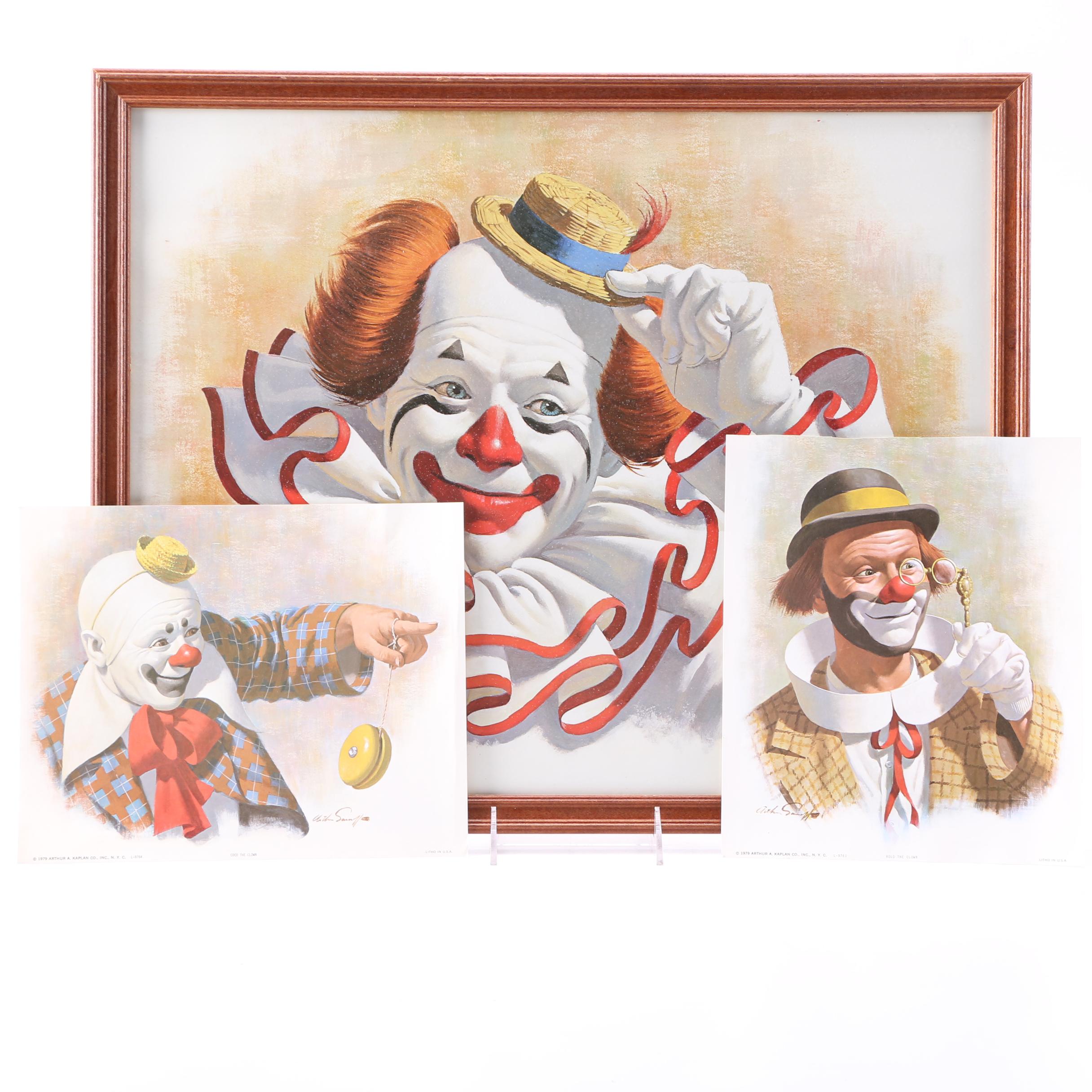 Arthur Sarnoff Offset Lithographs of Clowns