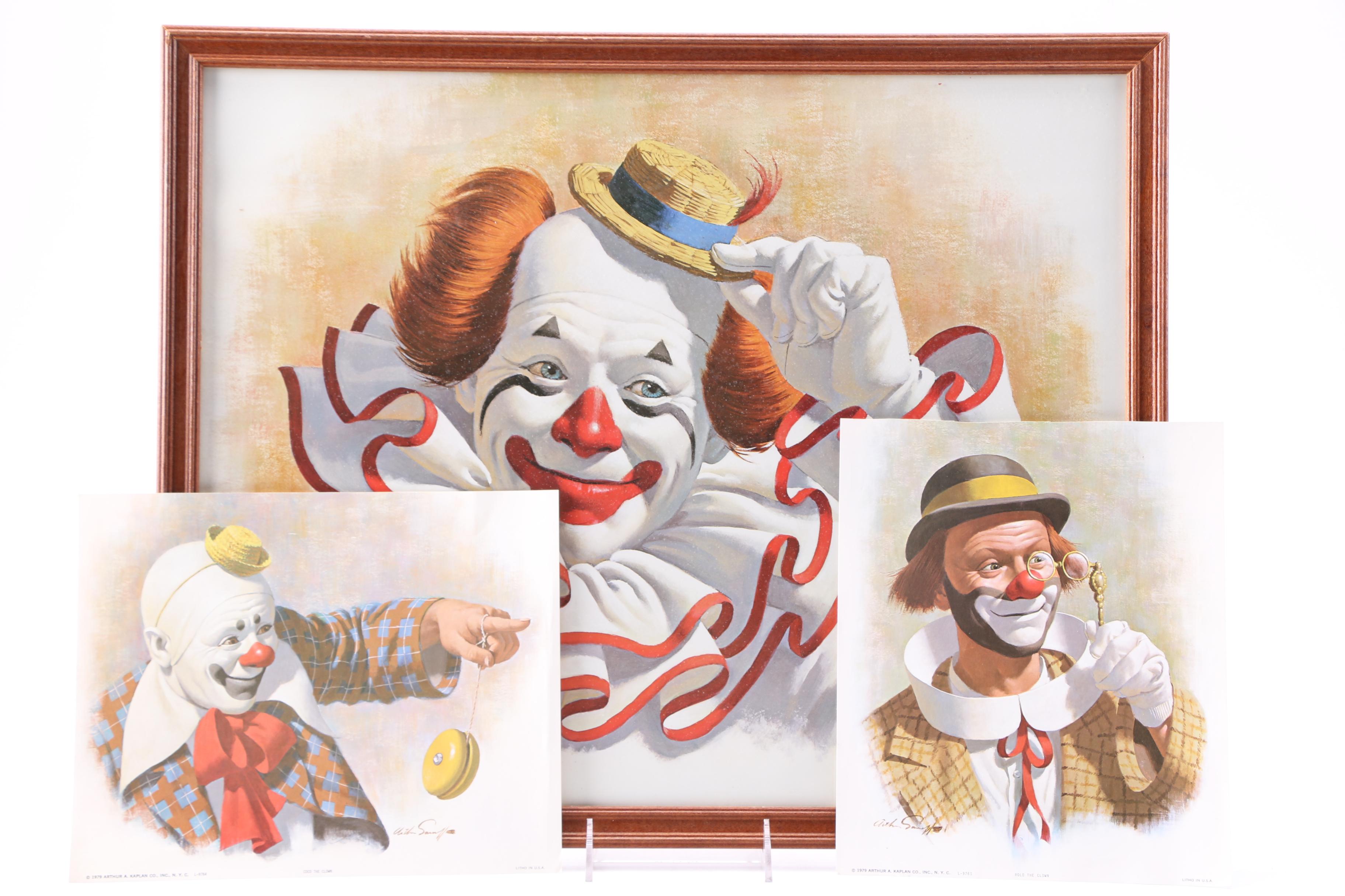 Arthur Sarnoff Offset Lithographs of Clowns