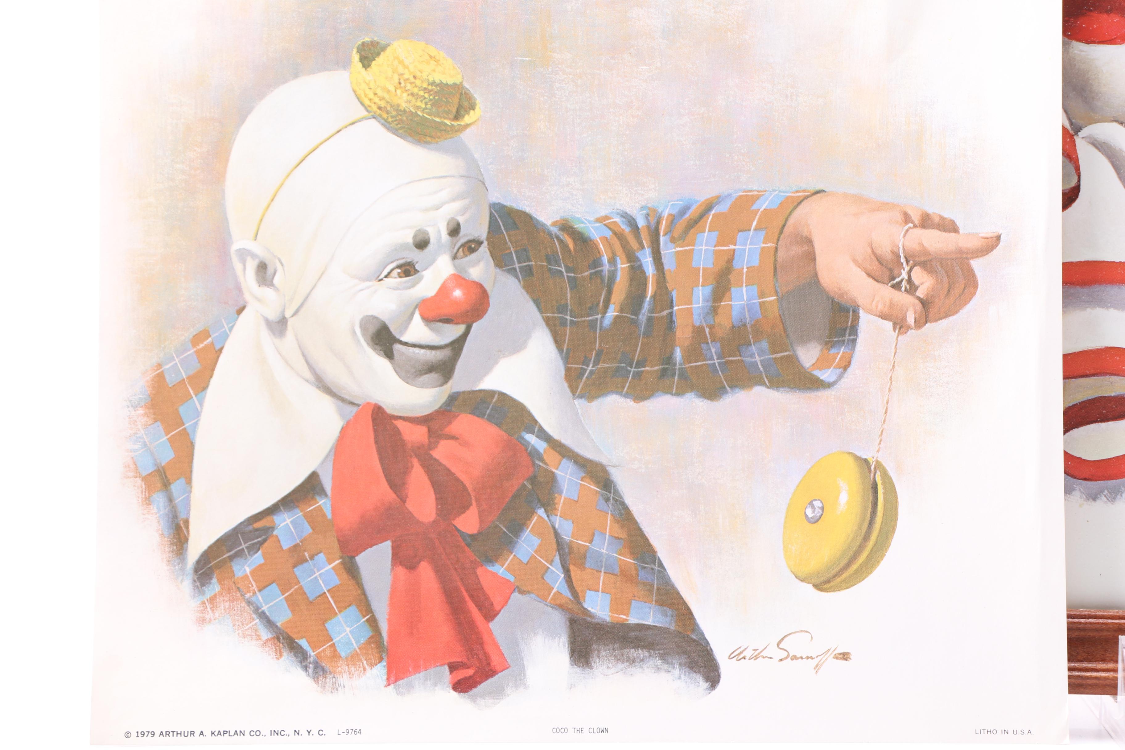 Arthur Sarnoff Offset Lithographs of Clowns