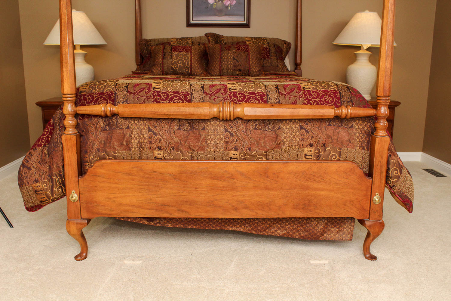 Queen Size Poster Bed Frame and Tempur-Pedic Mattress