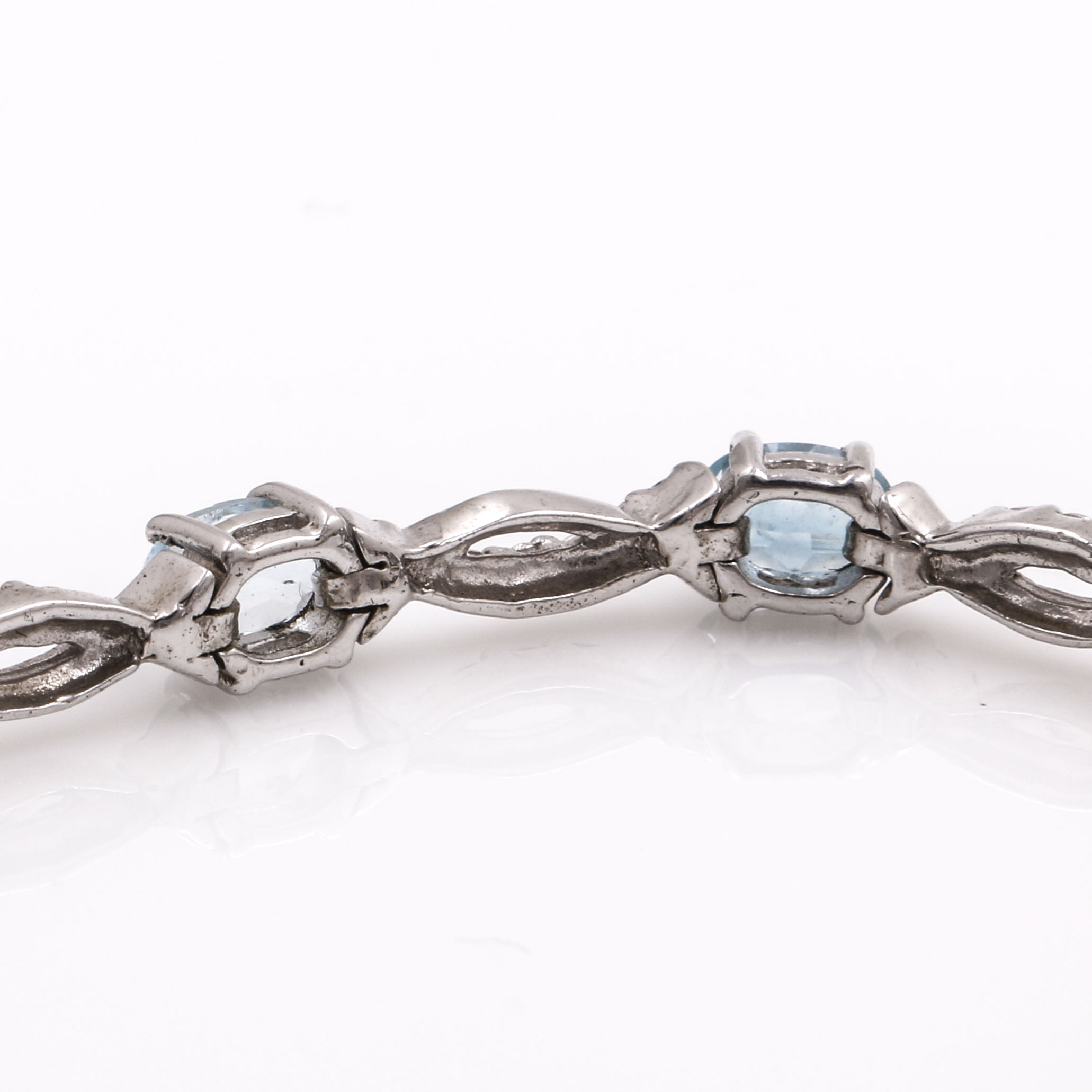 Sterling Silver Blue Topaz and Diamond Bracelet