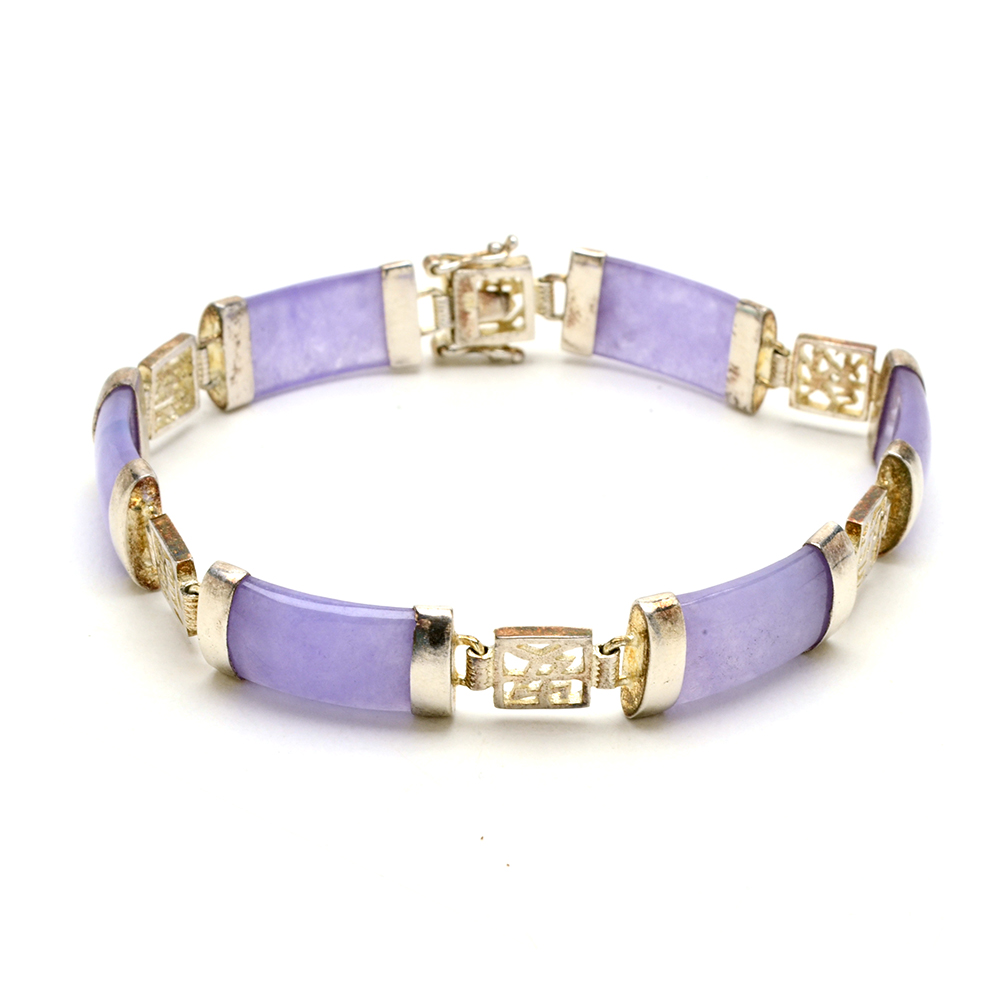 Sterling Silver, Jadeite, and Blue Topaz Bracelets