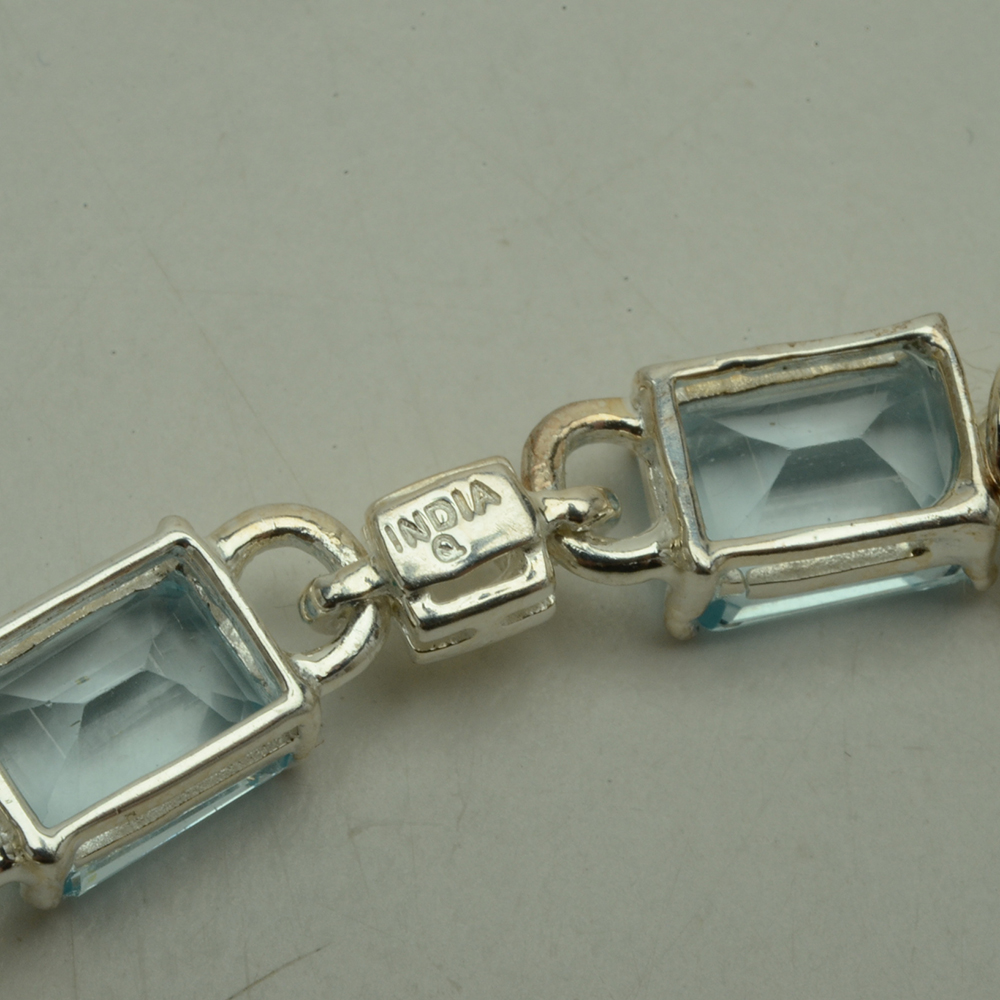 Sterling Silver, Jadeite, and Blue Topaz Bracelets