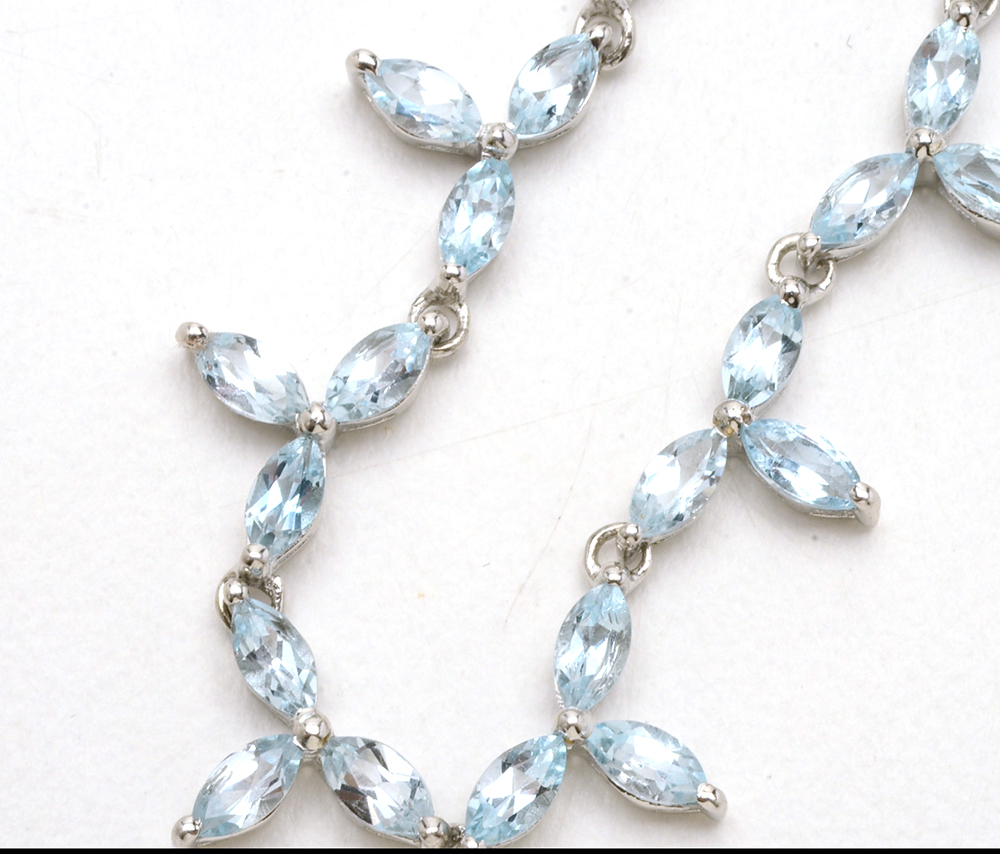 Sterling Silver and Blue Topaz Necklace and Bracelet