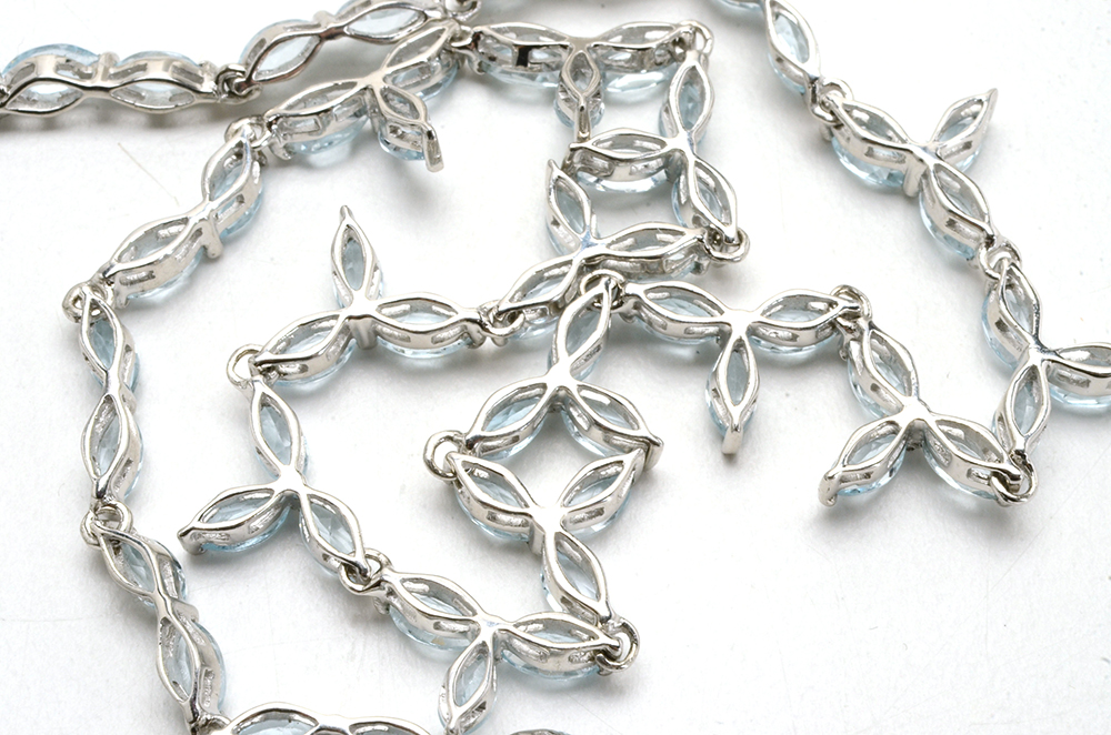 Sterling Silver and Blue Topaz Necklace and Bracelet