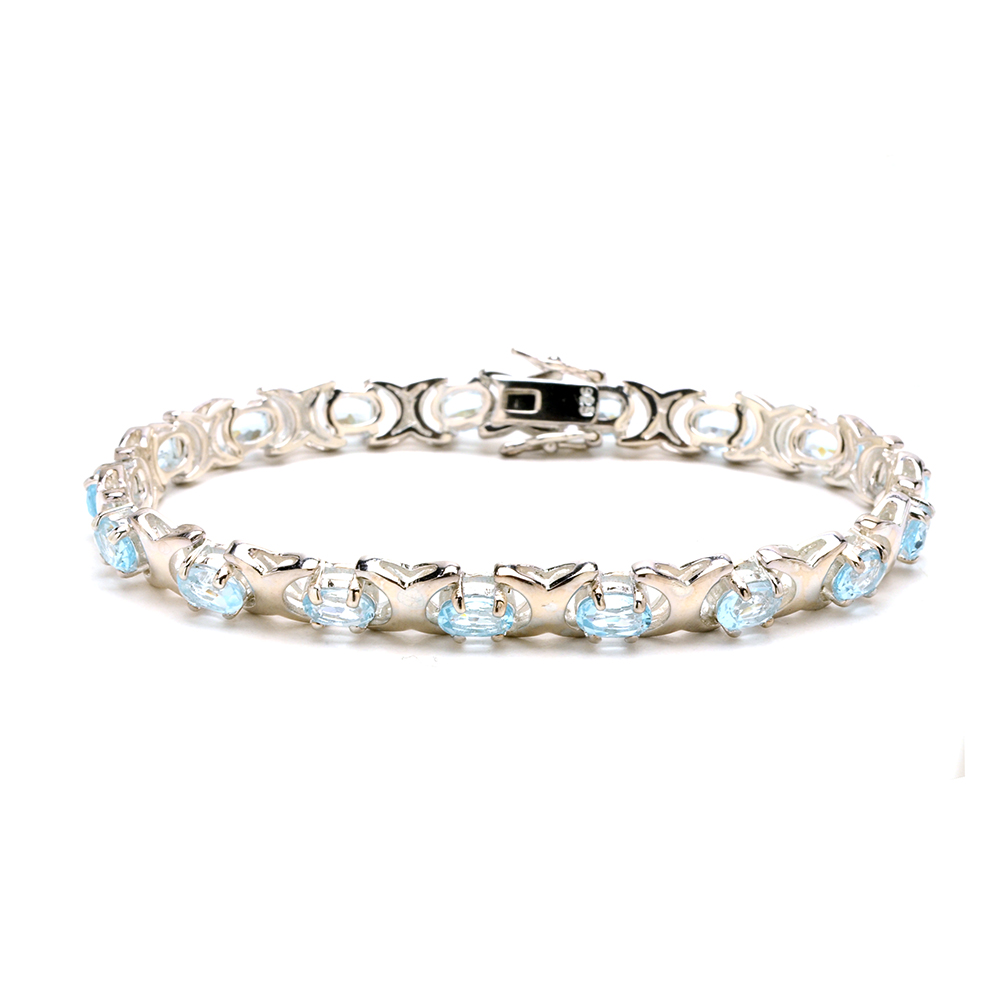 Sterling Silver and Blue Topaz Necklace and Bracelet