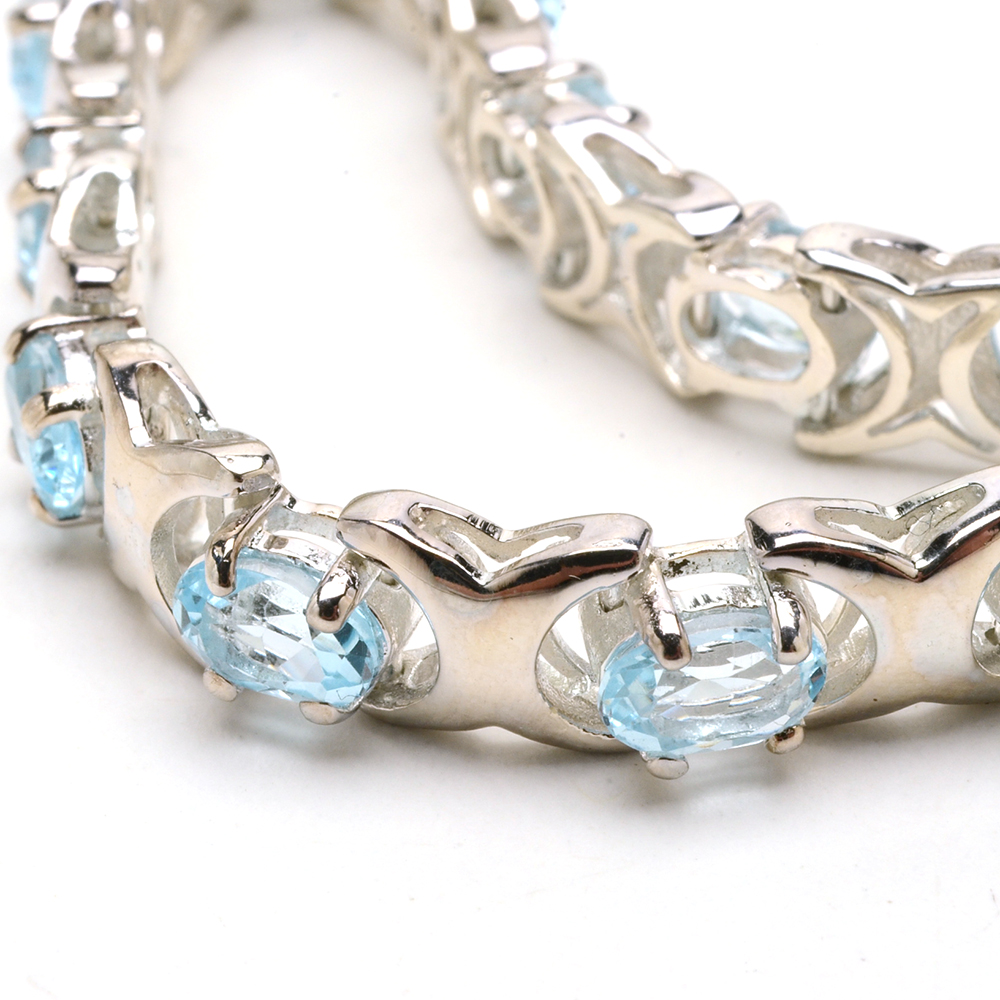 Sterling Silver and Blue Topaz Necklace and Bracelet