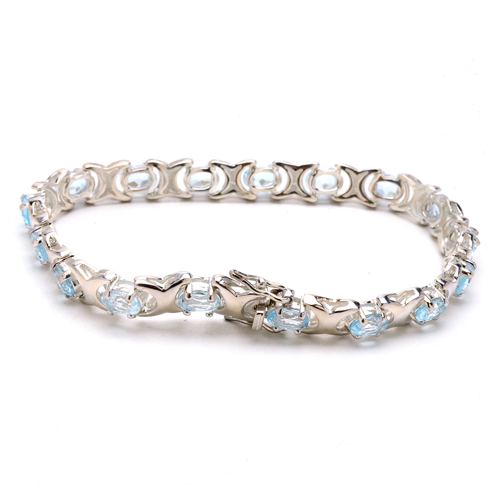 Sterling Silver and Blue Topaz Necklace and Bracelet