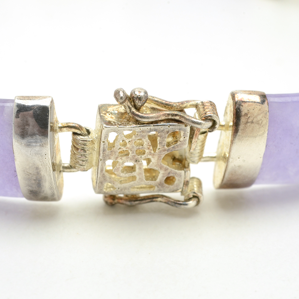 Sterling Silver, Jadeite, and Blue Topaz Bracelets