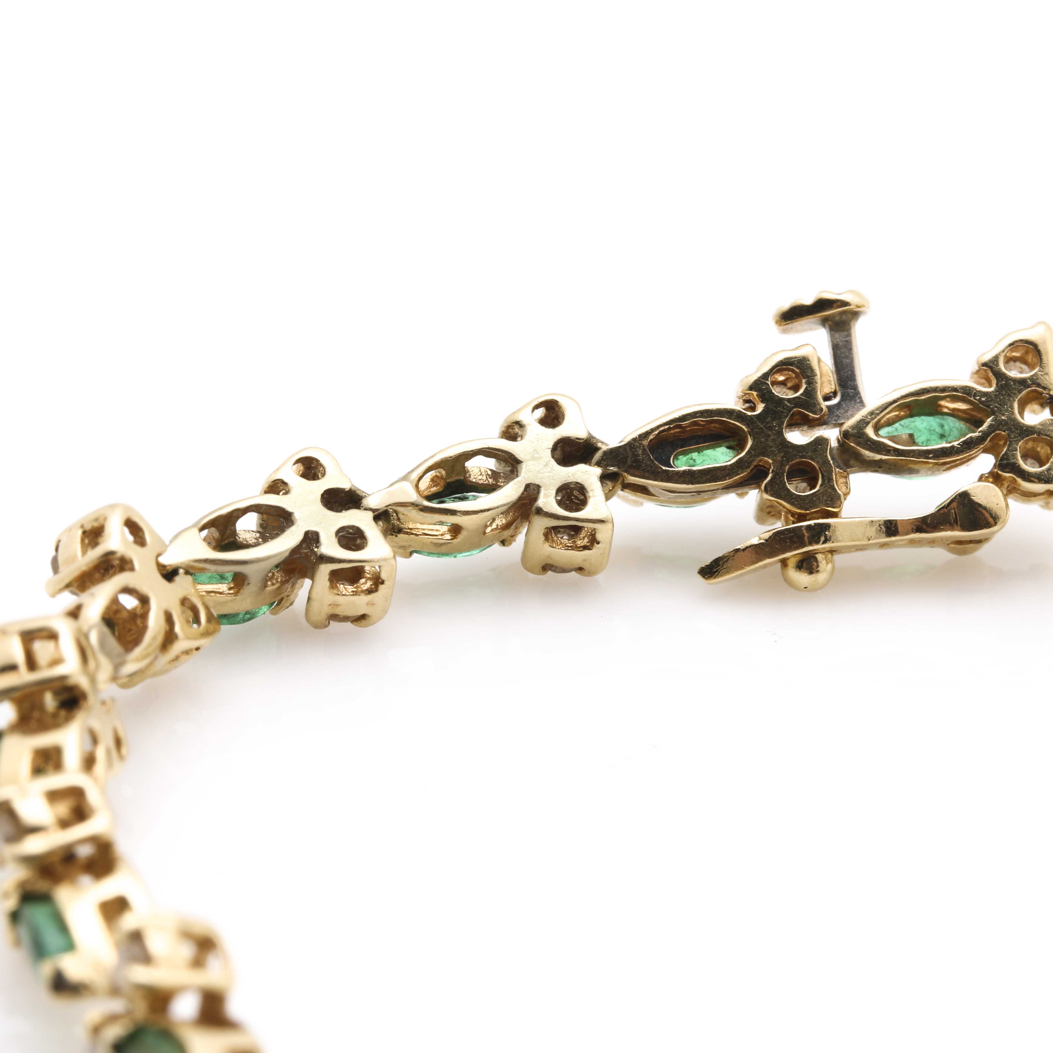 14K Yellow Gold Emerald and Diamond Bracelet