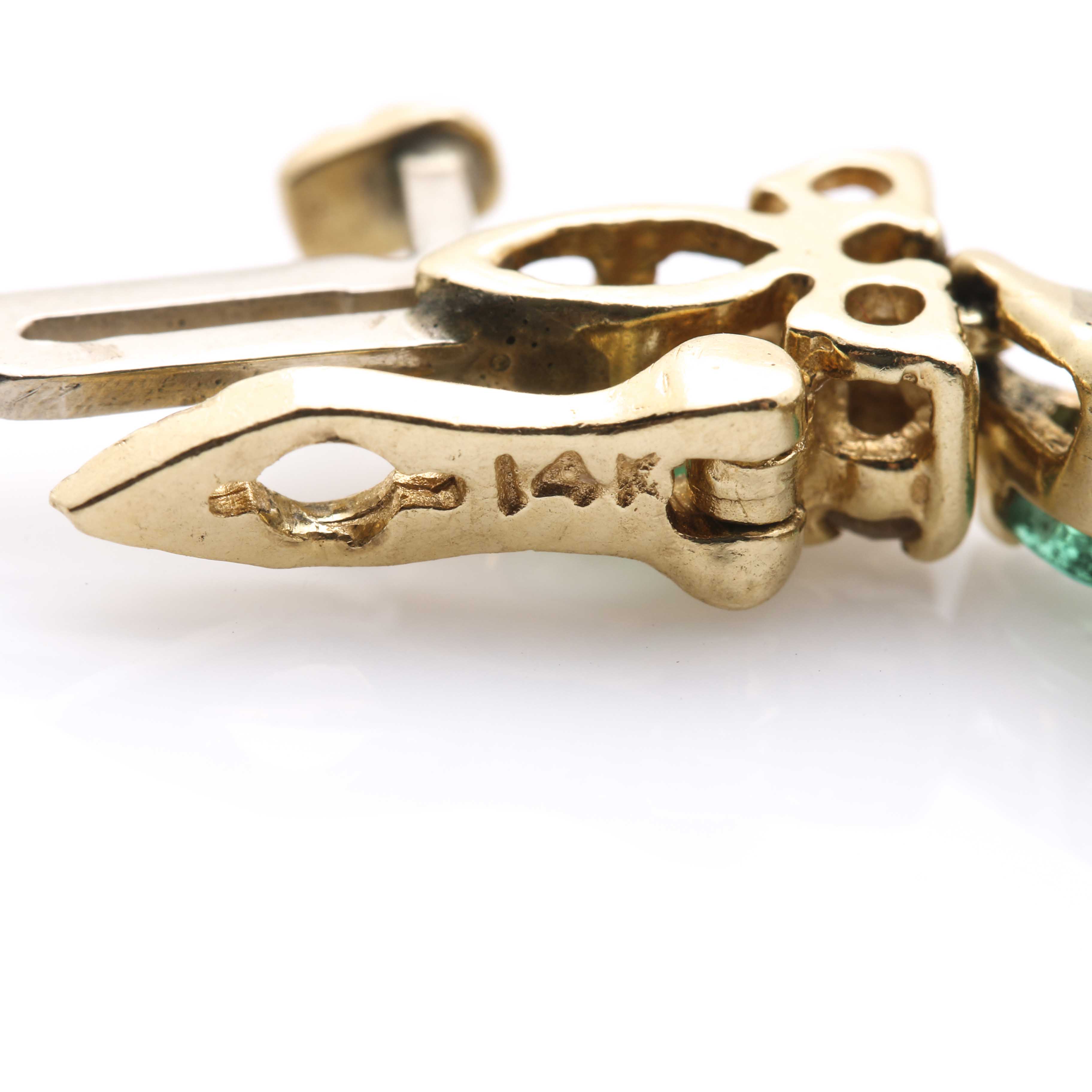 14K Yellow Gold Emerald and Diamond Bracelet