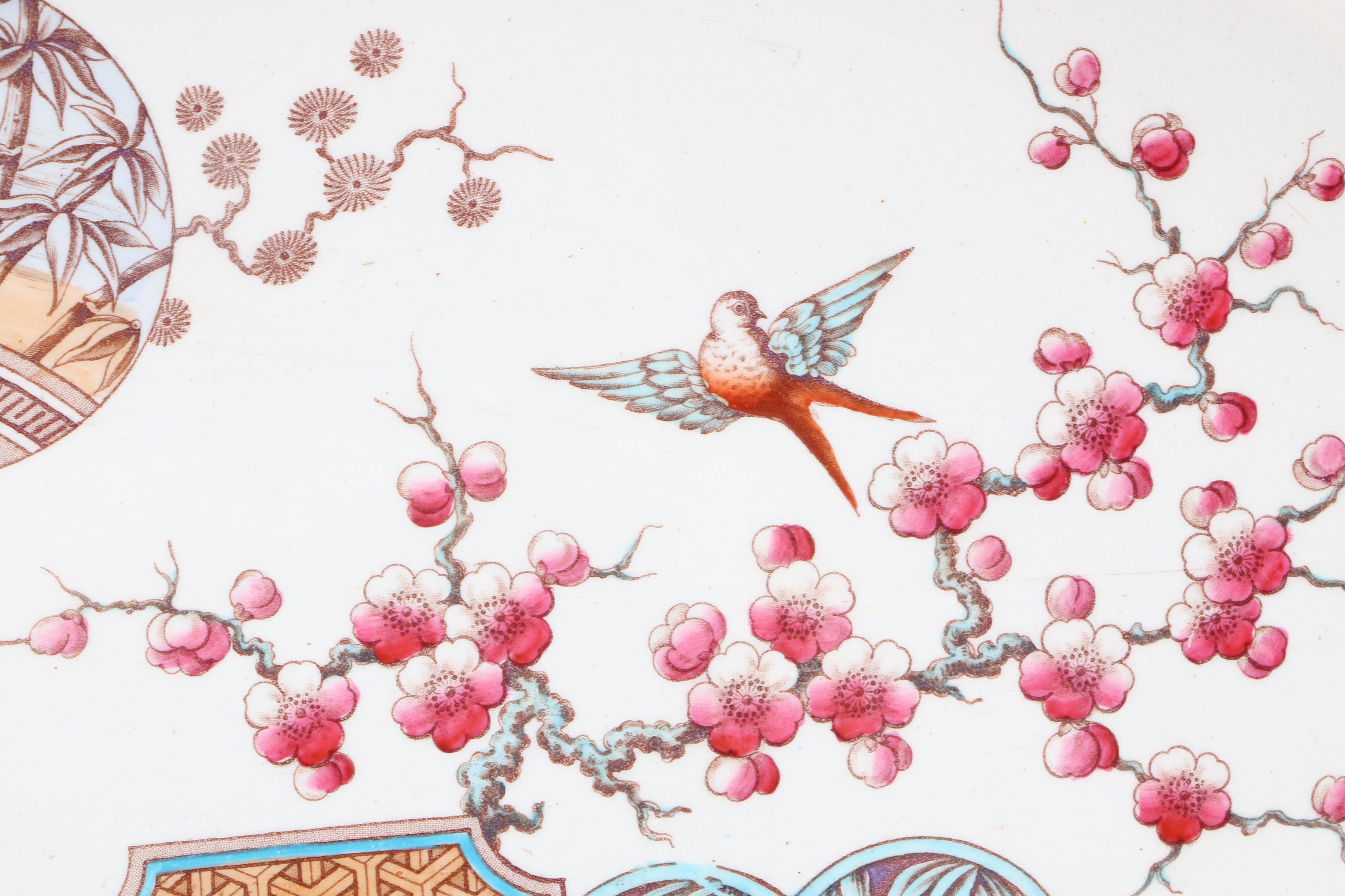 1879 English T. Furnival and Sons "Formosa Brown Multicolor" Transferware Tableware