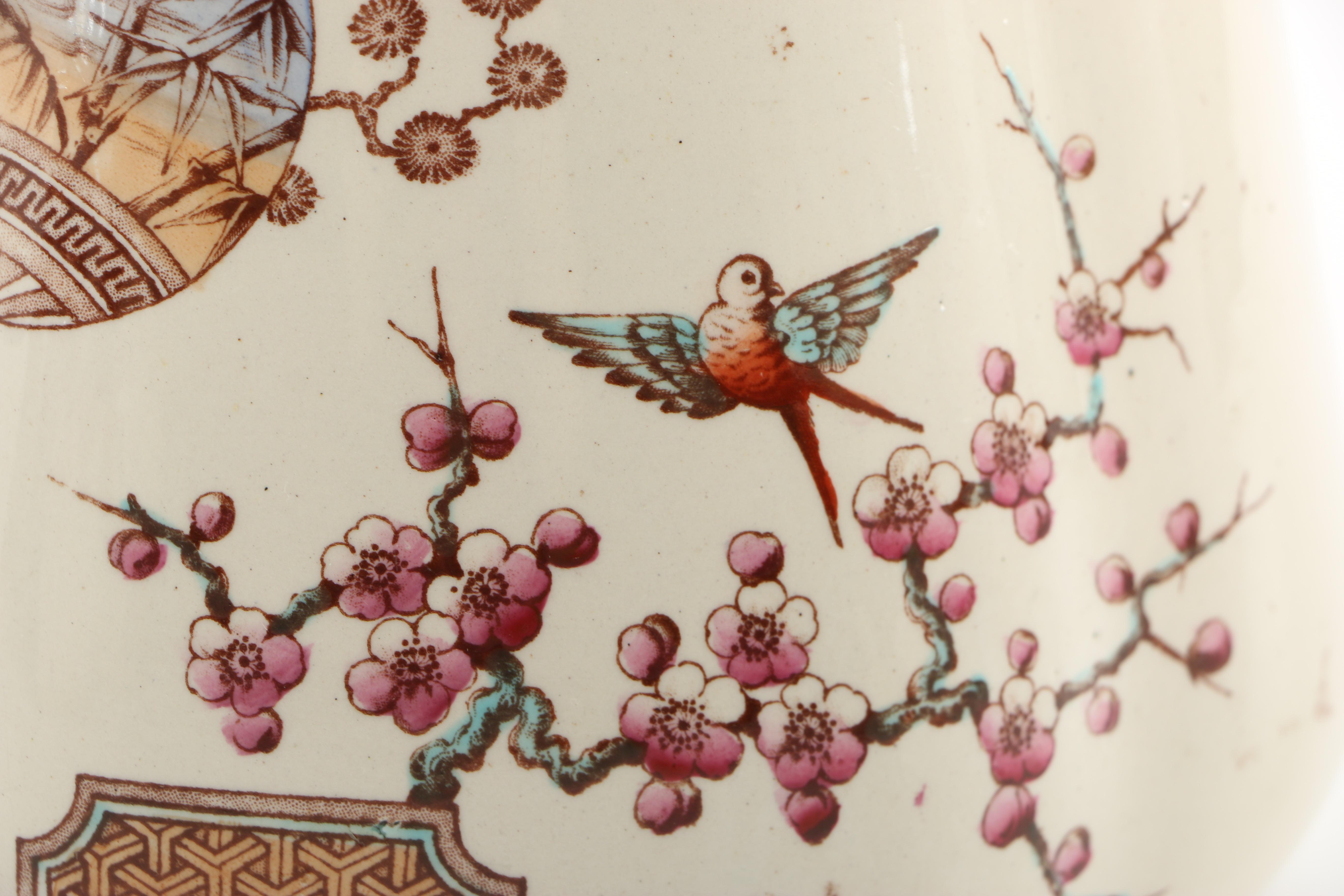 1879 English T. Furnival and Sons "Formosa Brown Multicolor" Transferware Tableware