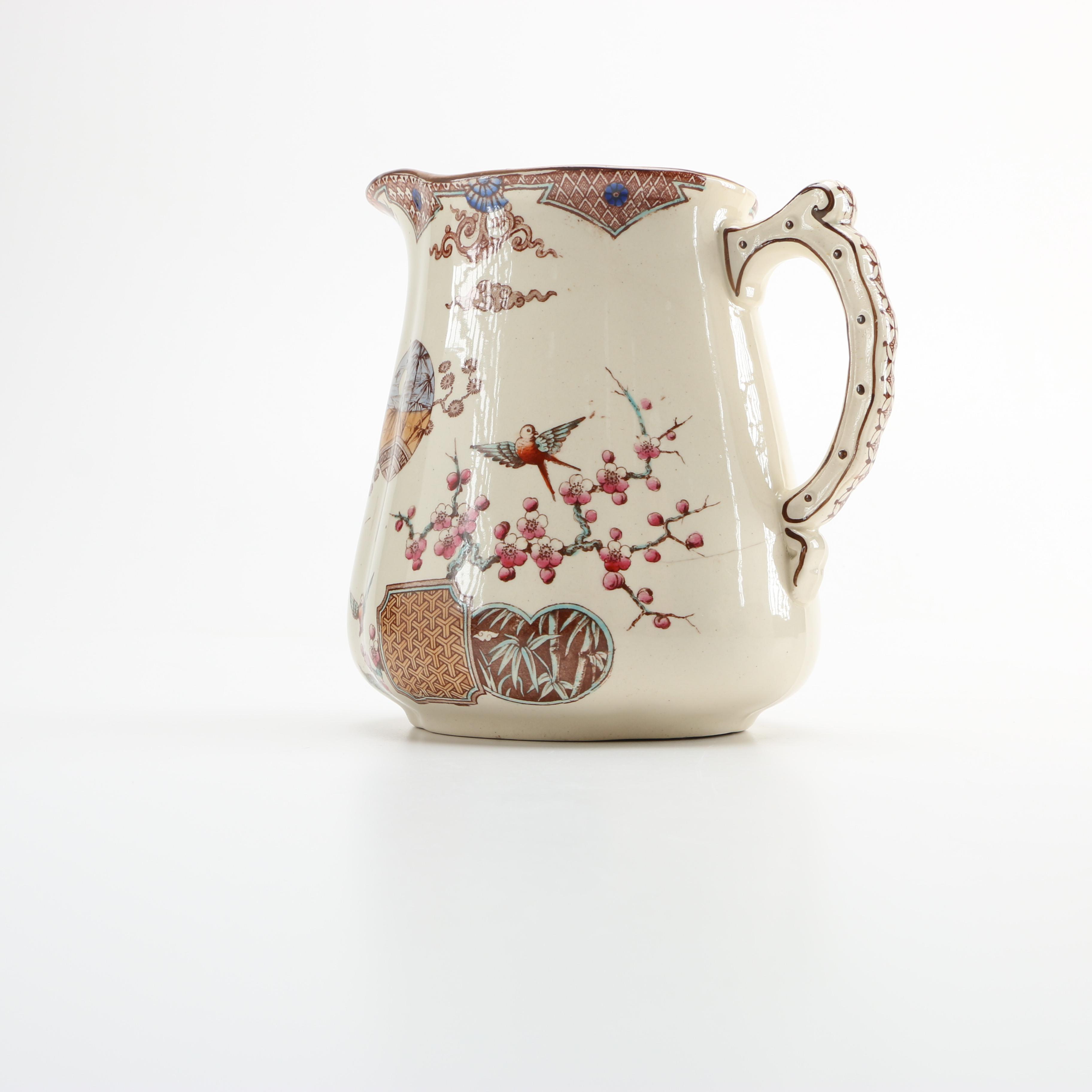 1879 English T. Furnival and Sons "Formosa Brown Multicolor" Transferware Tableware