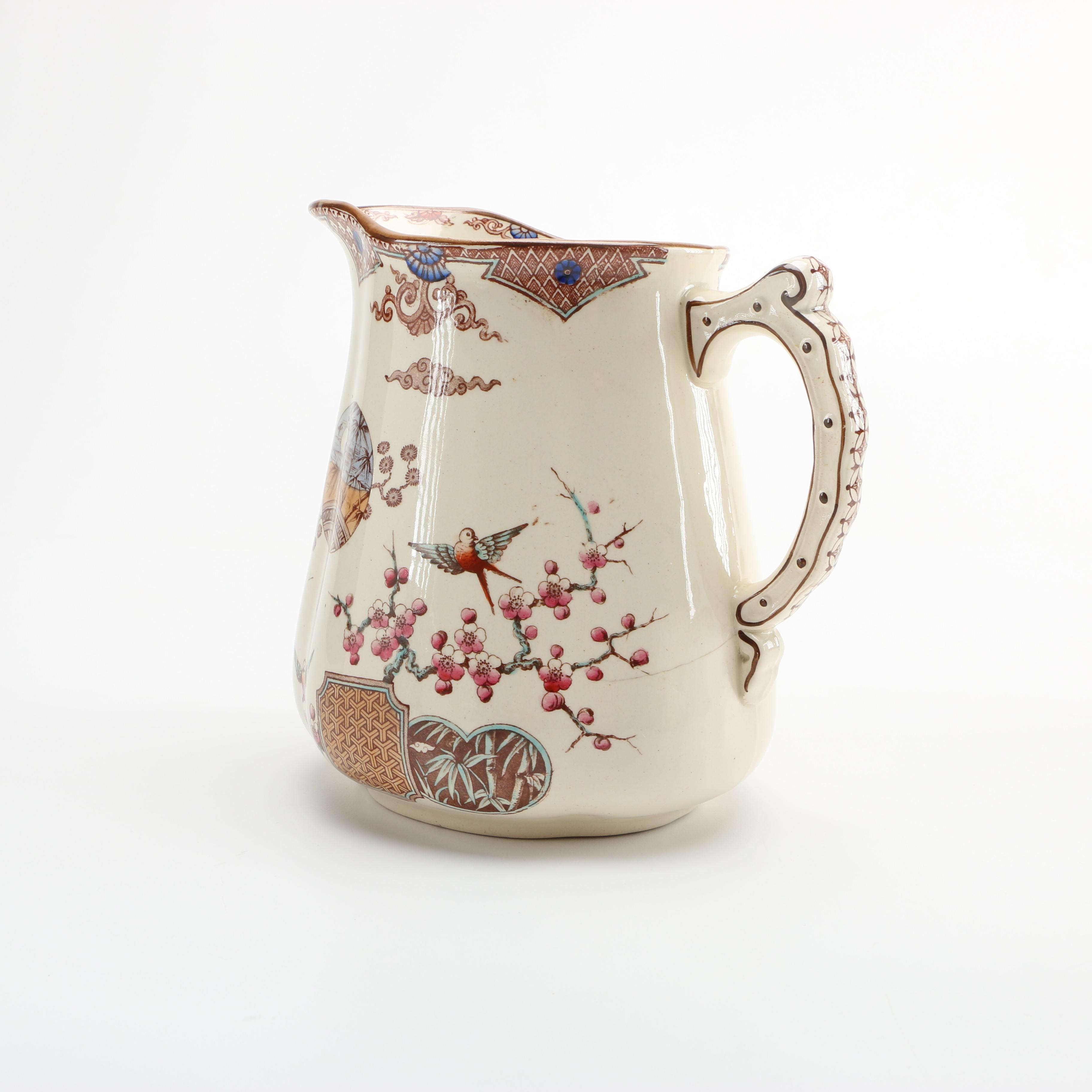 1879 English T. Furnival and Sons "Formosa Brown Multicolor" Transferware Tableware