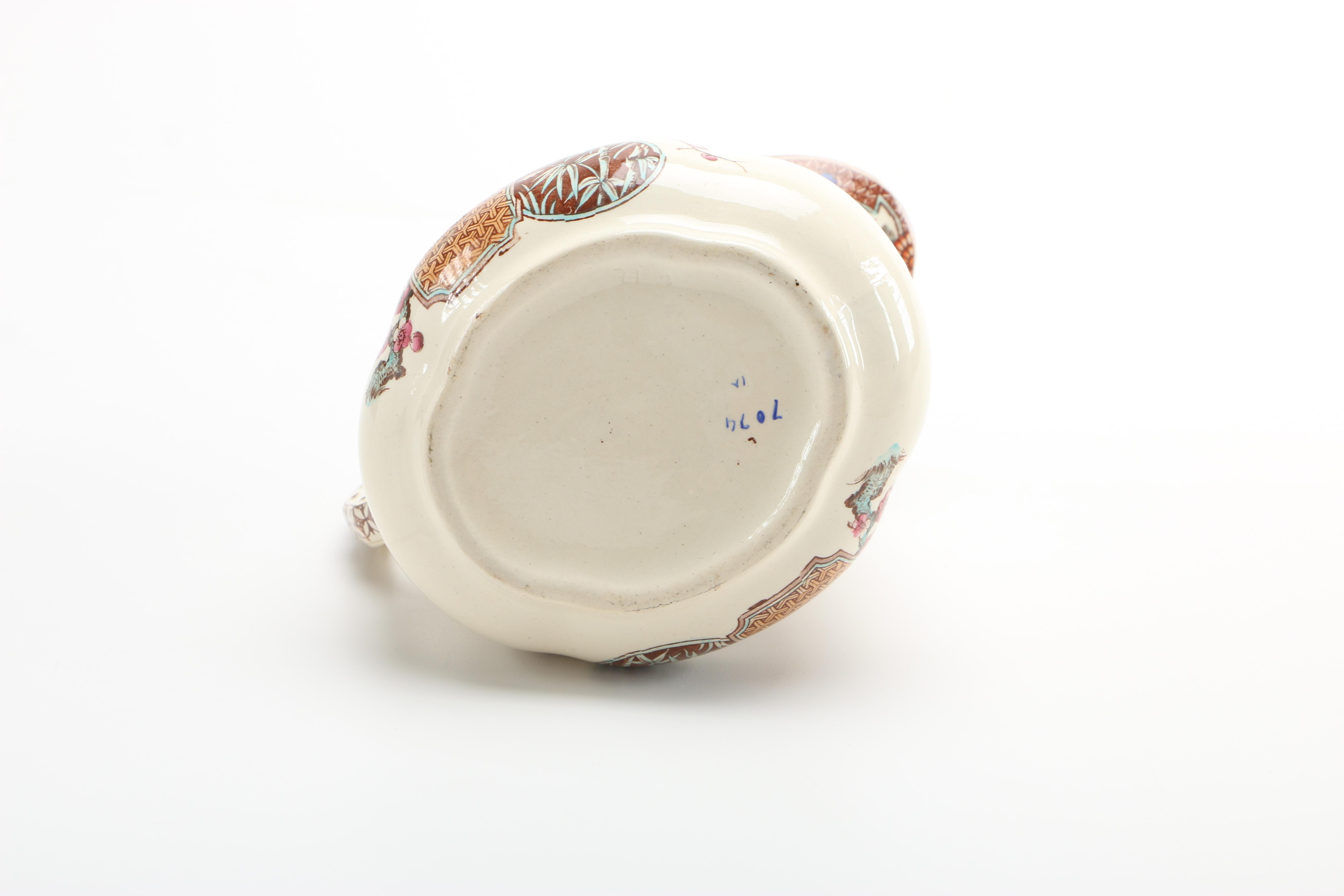 1879 English T. Furnival and Sons "Formosa Brown Multicolor" Transferware Tableware