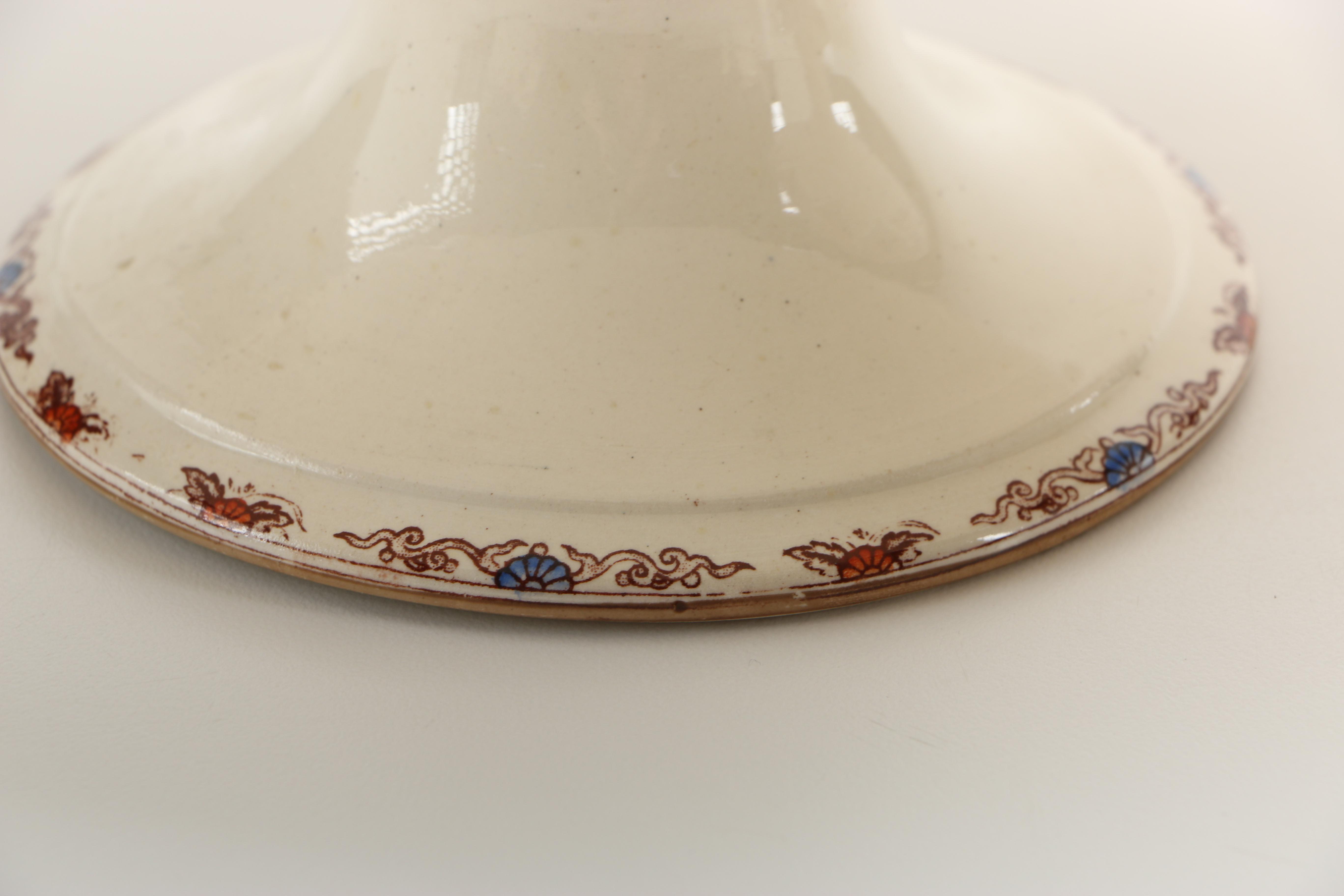 1879 English T. Furnival and Sons "Formosa Brown Multicolor" Transferware Tableware