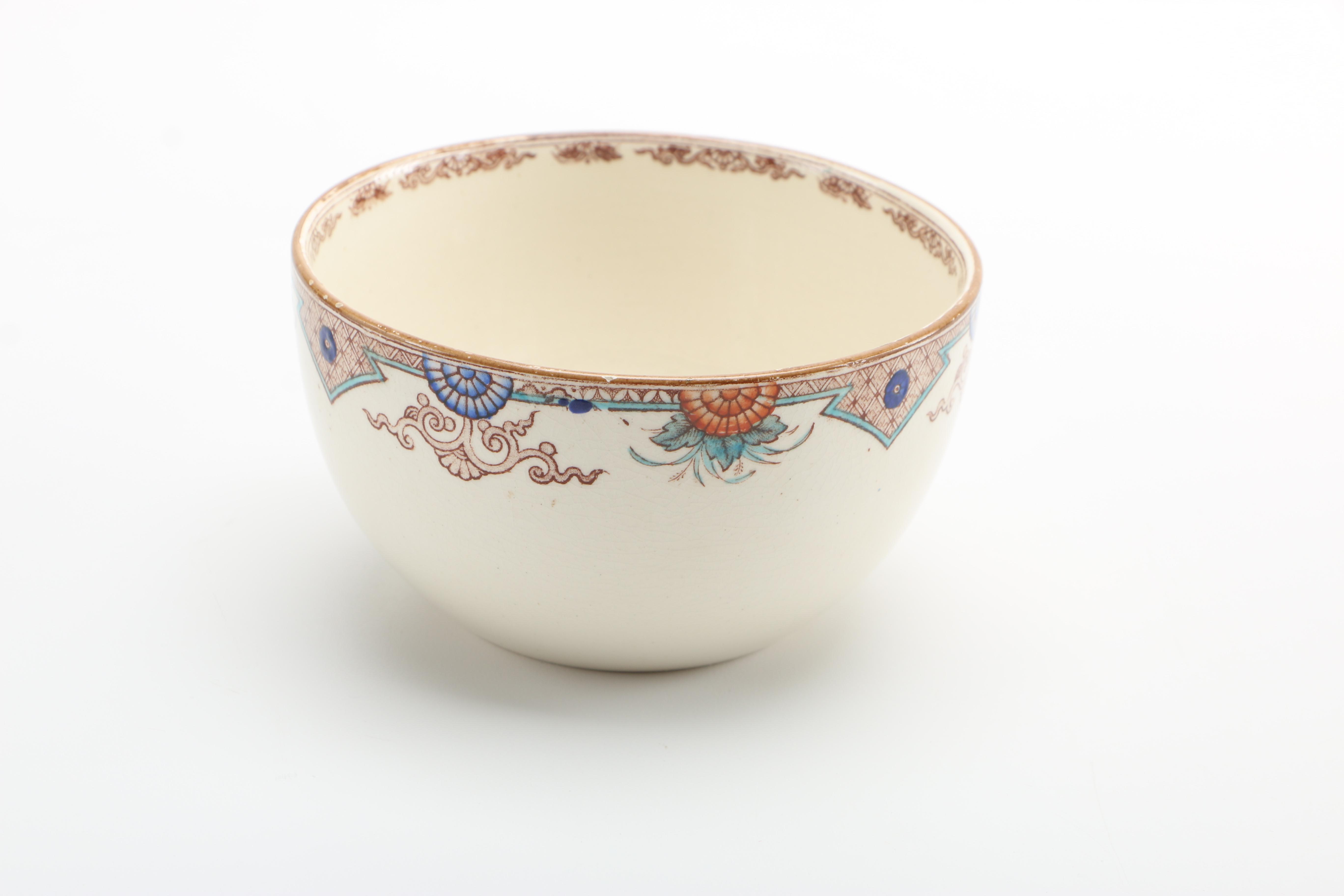 1879 English T. Furnival and Sons "Formosa Brown Multicolor" Transferware Tableware