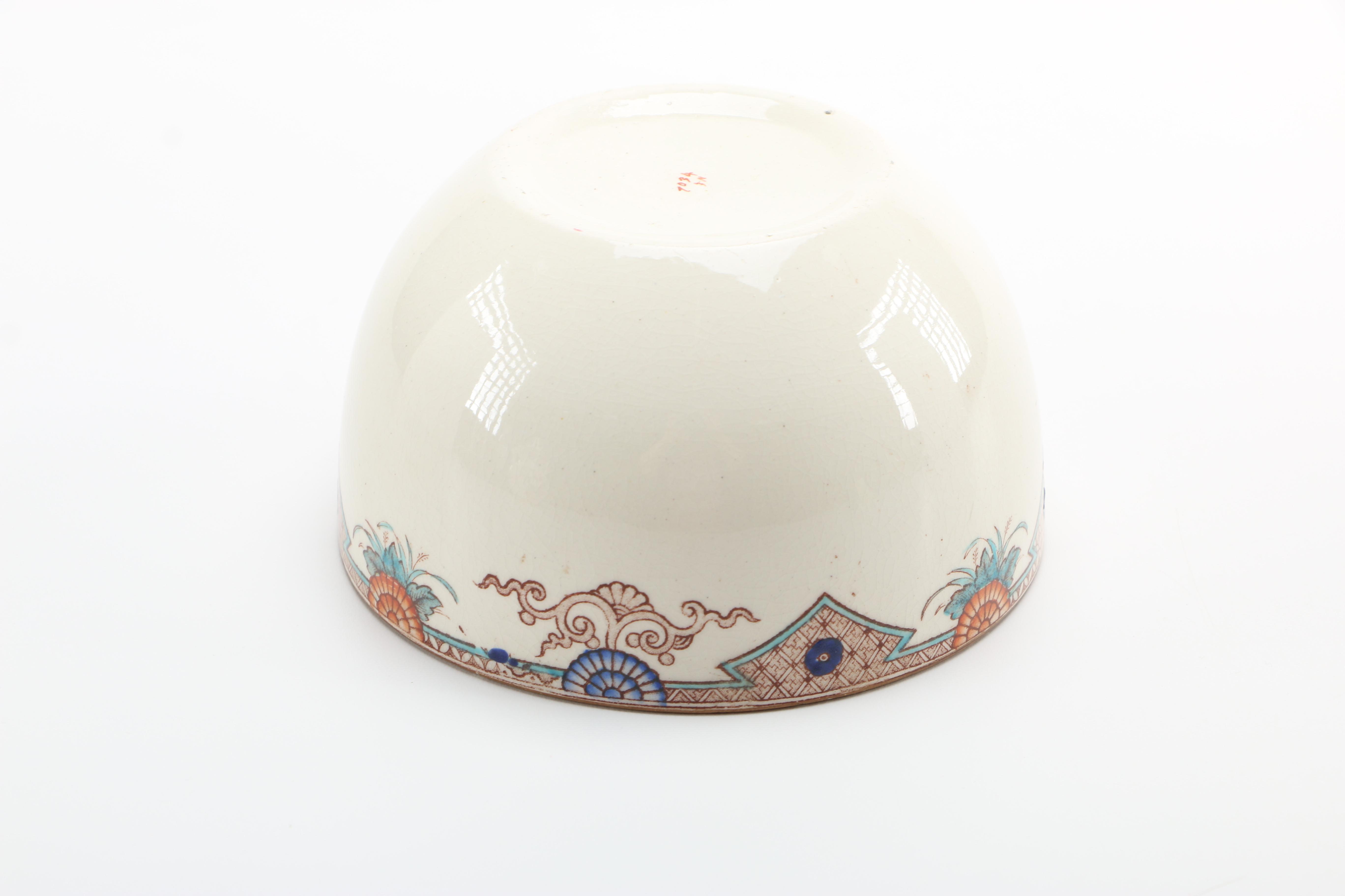 1879 English T. Furnival and Sons "Formosa Brown Multicolor" Transferware Tableware