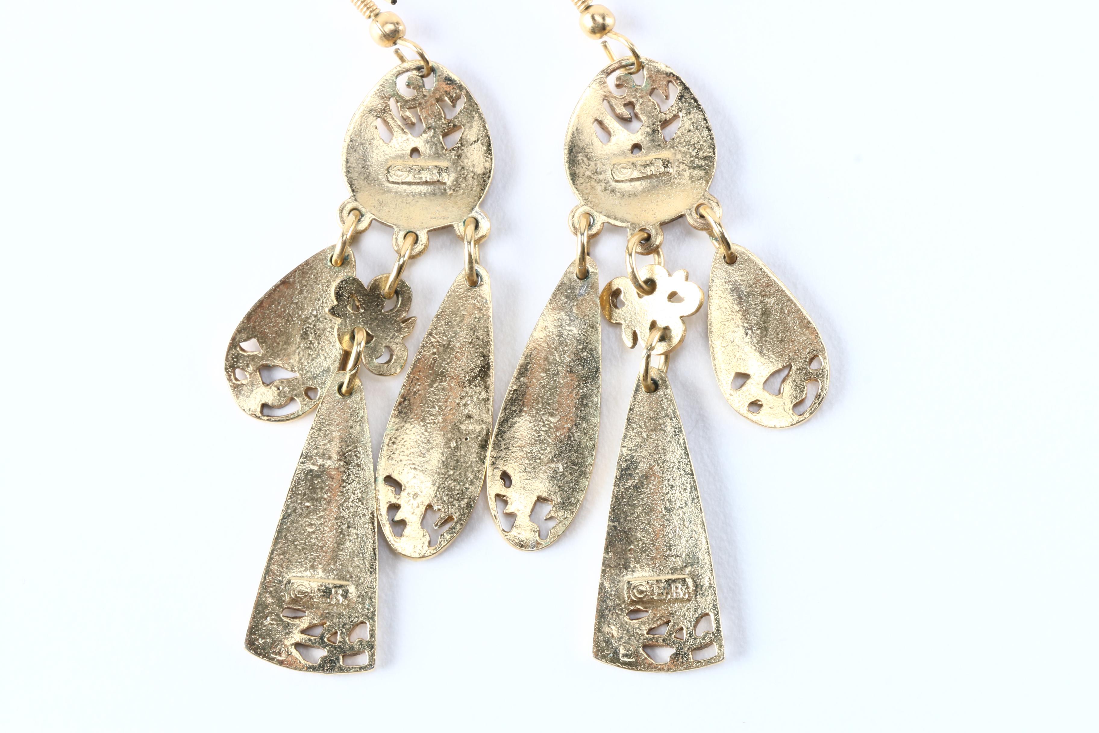 Costume Jewelry Including Watch With Carved Stones