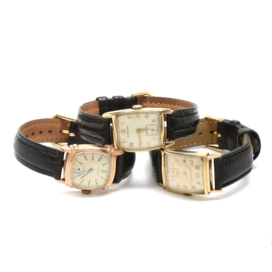 Assortment of Three Vintage Gold Filled Wristwatches