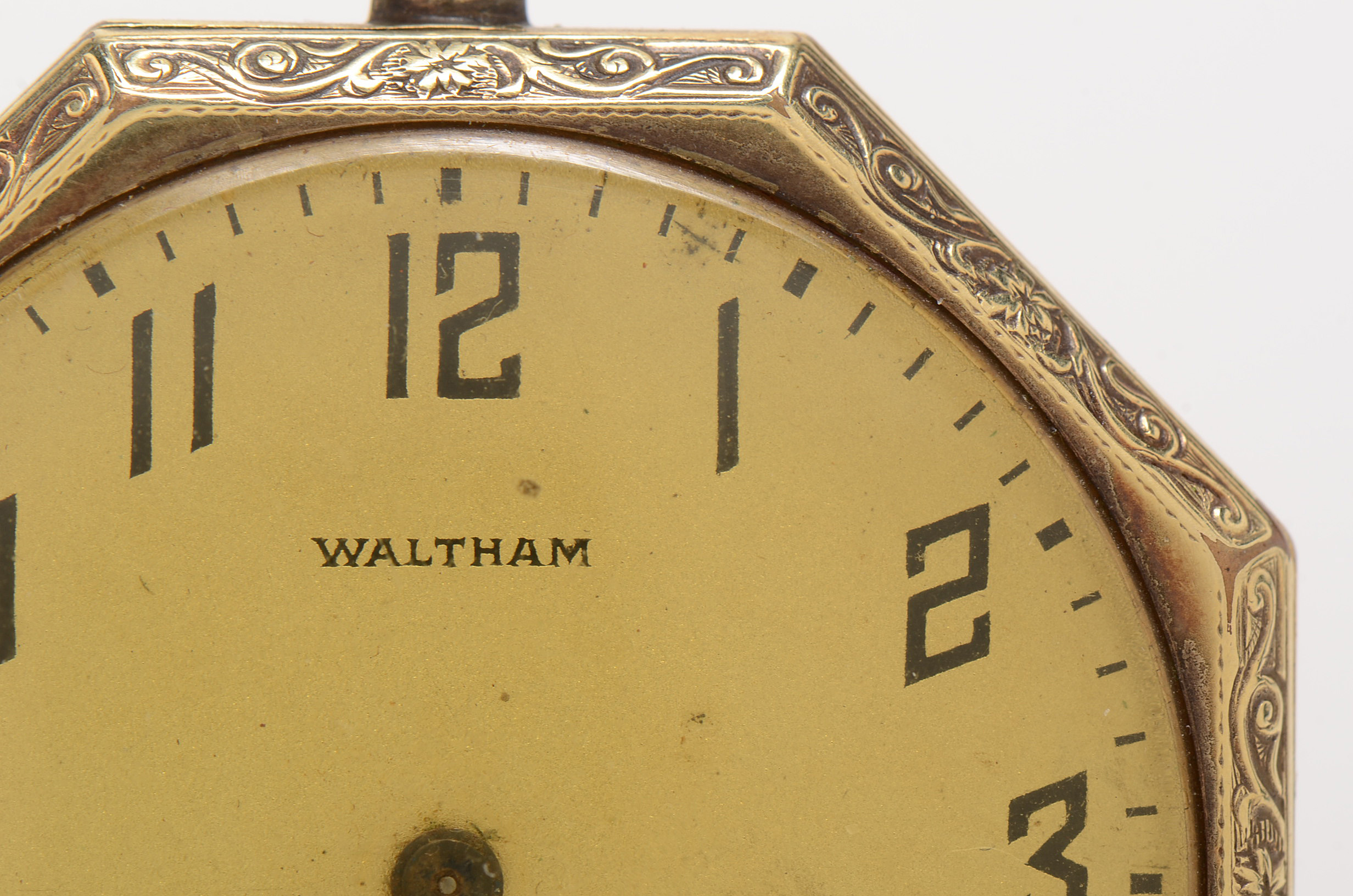 1919 Gold Filled Open Faced Waltham Hexagonal Pocket Watch