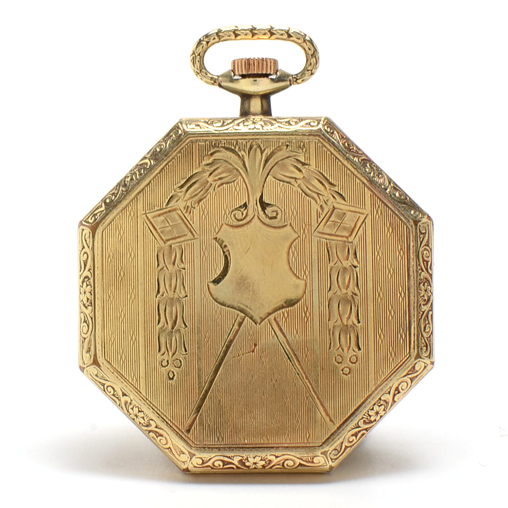 1919 Gold Filled Open Faced Waltham Hexagonal Pocket Watch