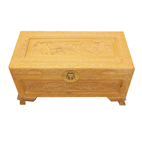 Vintage Chinese Carved Wooden Trunk