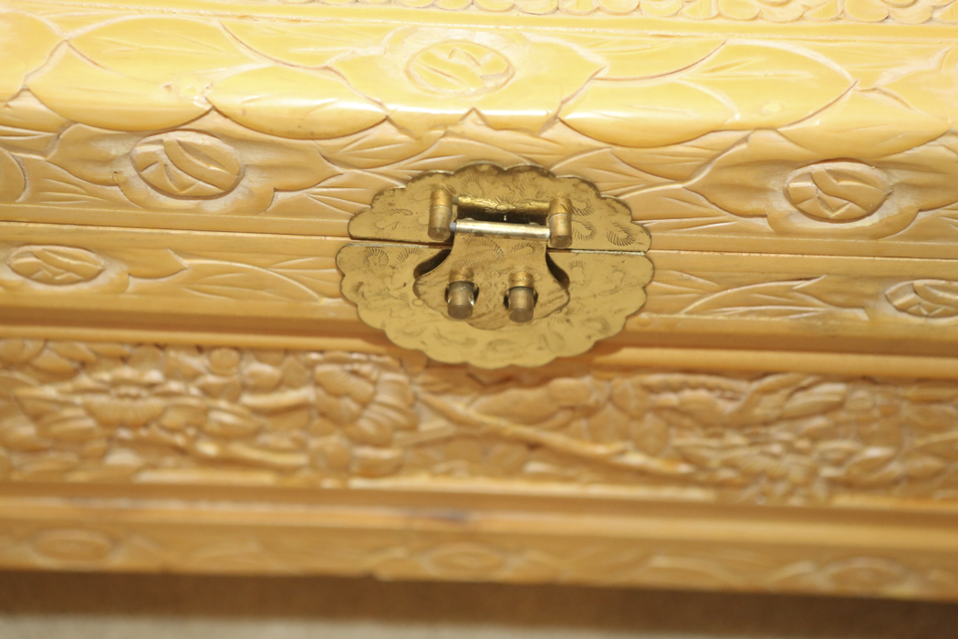 Vintage Chinese Carved Wooden Trunk