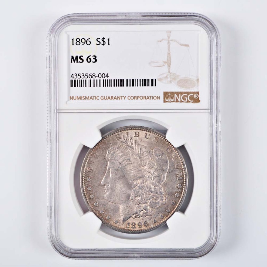 Graded MS 63 (By NGC) 1896 Morgan Silver Dollar