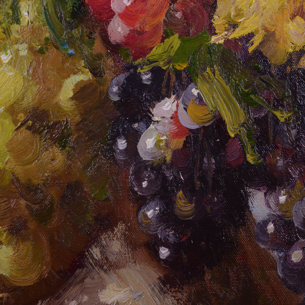 Very Large Original L. Frank Oil Painting of Floral Arrangement Still Life