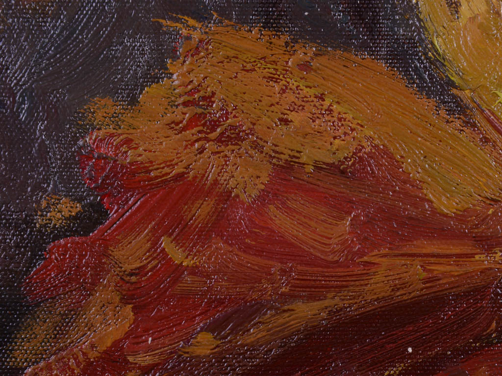 Very Large Original L. Frank Oil Painting of Floral Arrangement Still Life