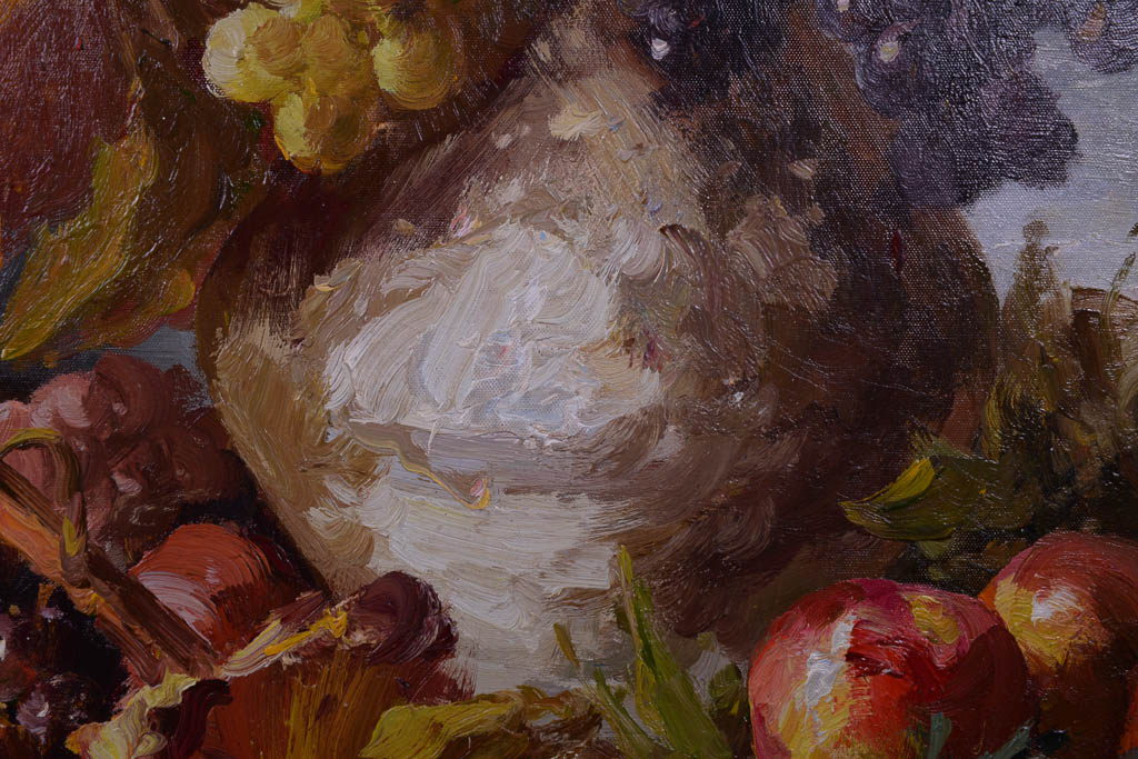 Very Large Original L. Frank Oil Painting of Floral Arrangement Still Life