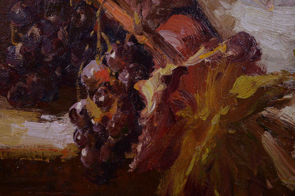 Very Large Original L. Frank Oil Painting of Floral Arrangement Still Life