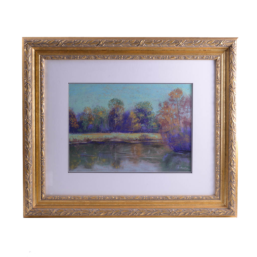 Edy Martin Pastel Drawing "Angler's Lake #584"