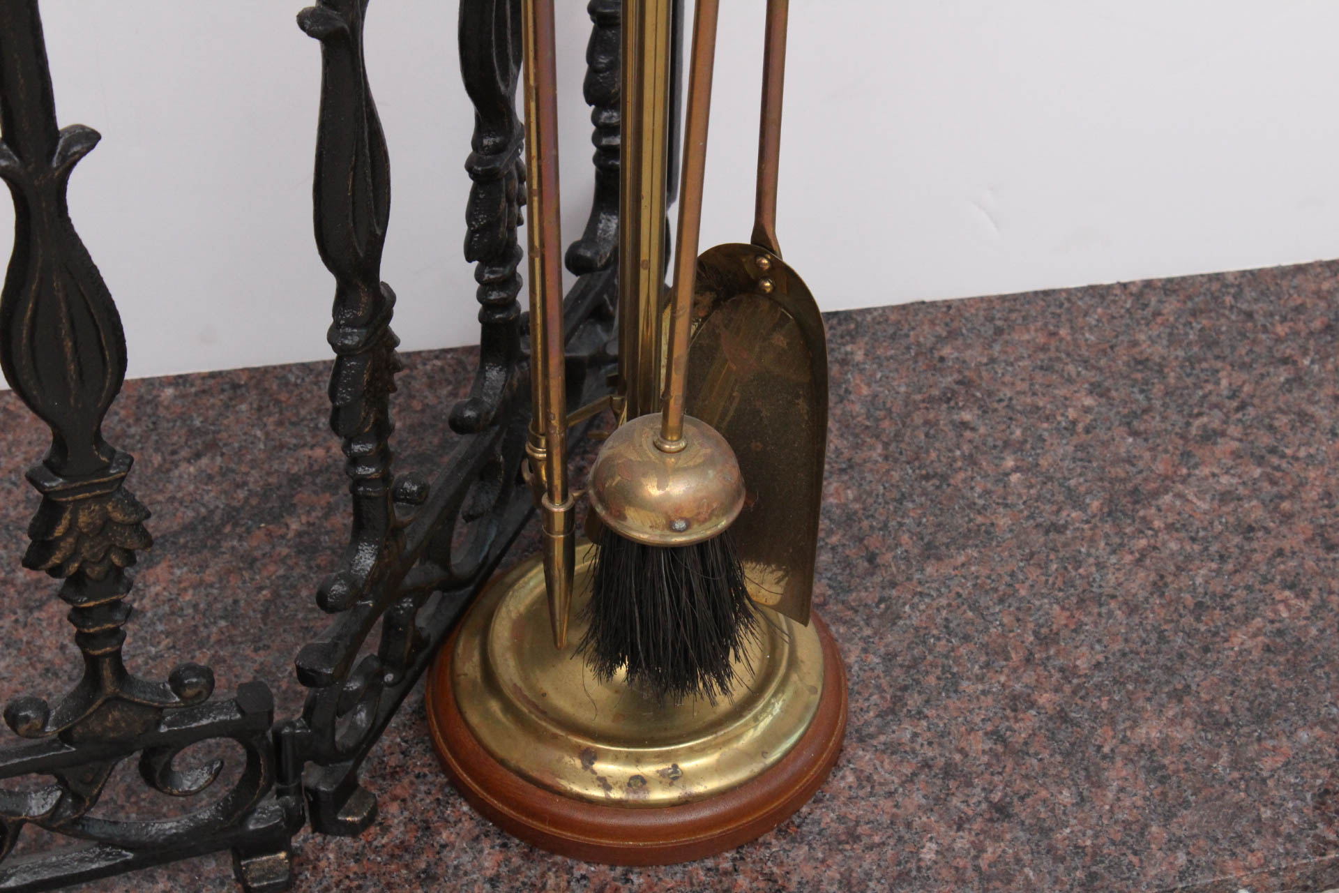 Vintage Black Labrador Fireplace Tools with Screen