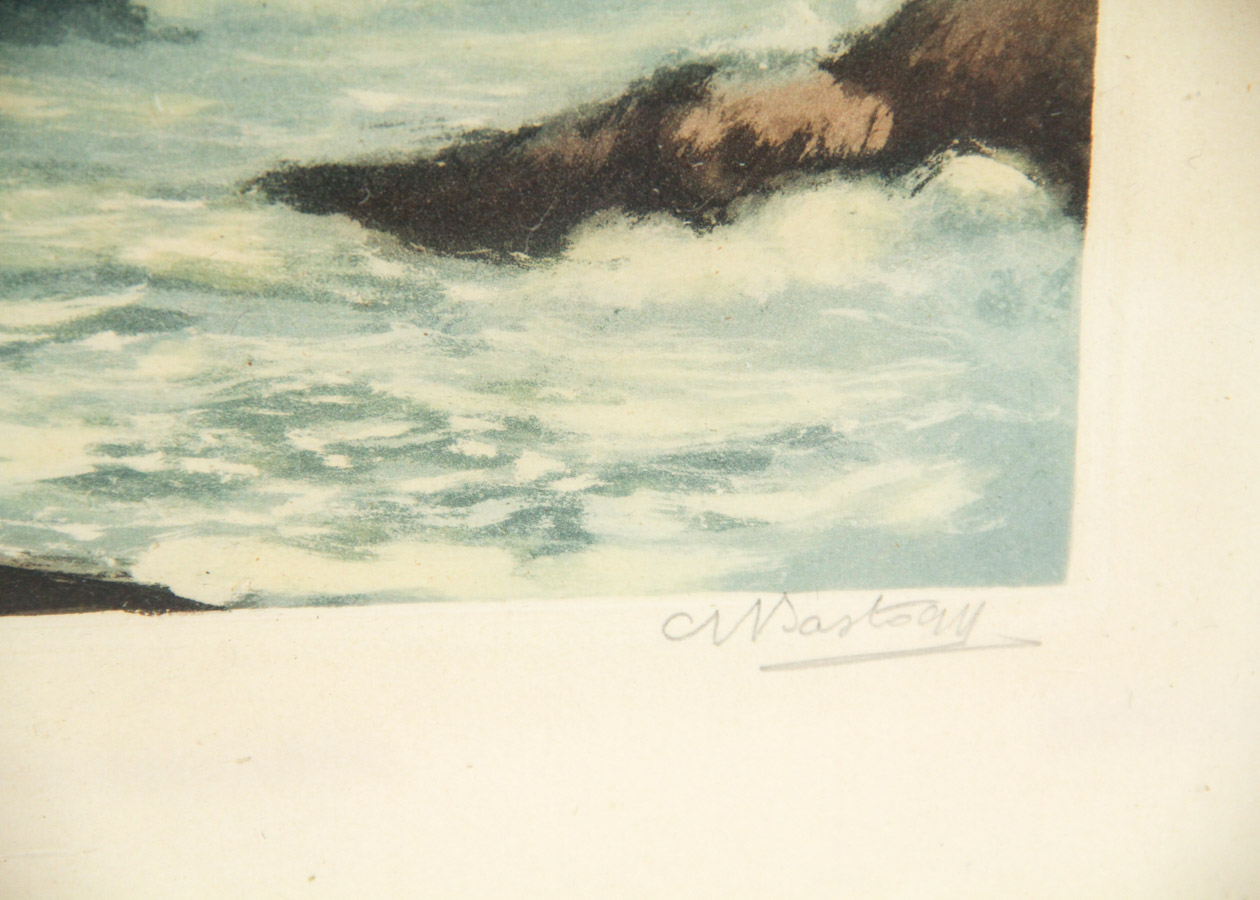 Colored Etching of a Seascape