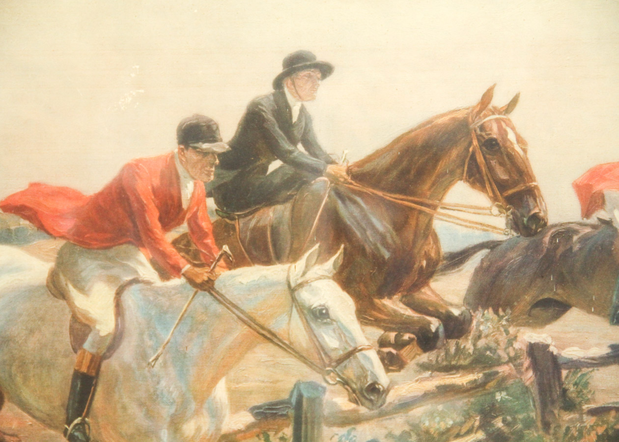 After Oskar Merte Offset Lithograph Print on Paper "Cross Country Hunting"