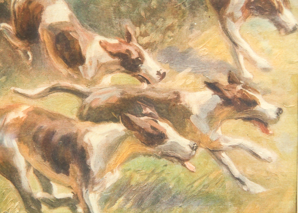 After Oskar Merte Offset Lithograph Print on Paper "Cross Country Hunting"