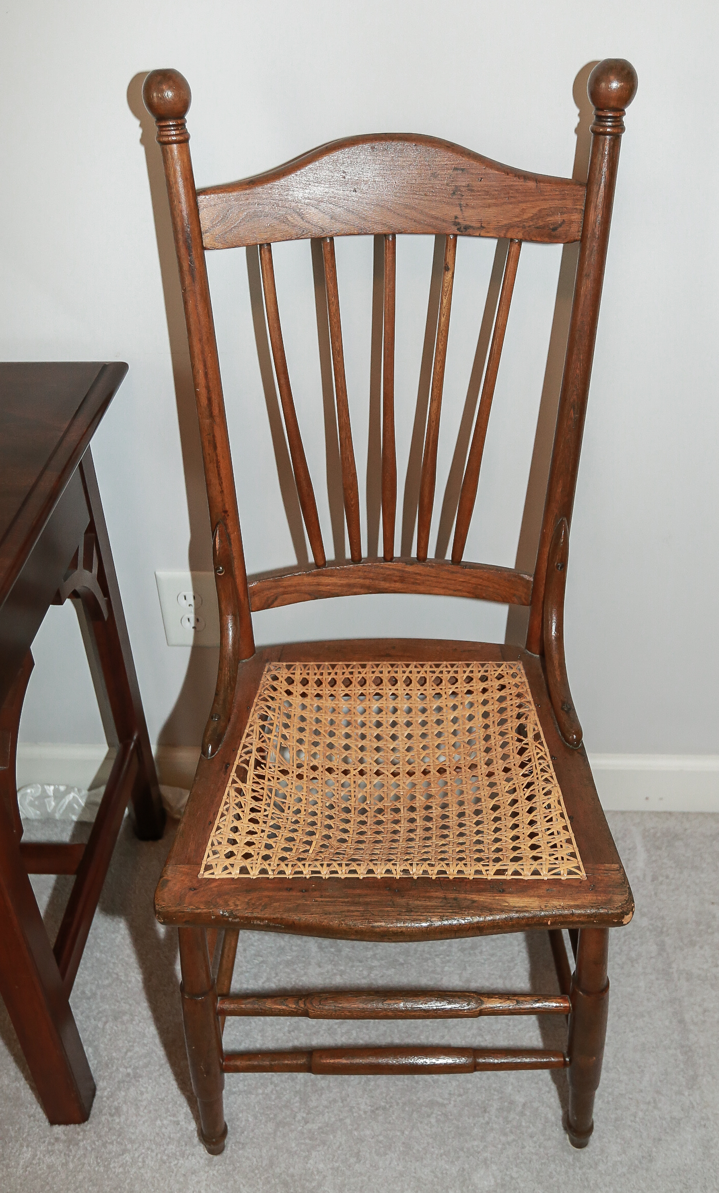 Mid Century Mahogany Desk and Cain Chair