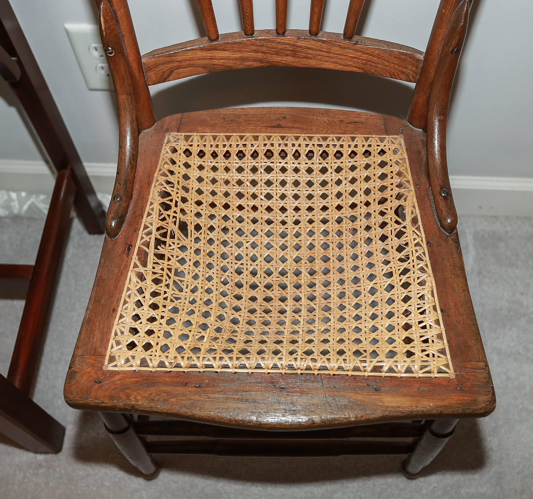 Mid Century Mahogany Desk and Cain Chair