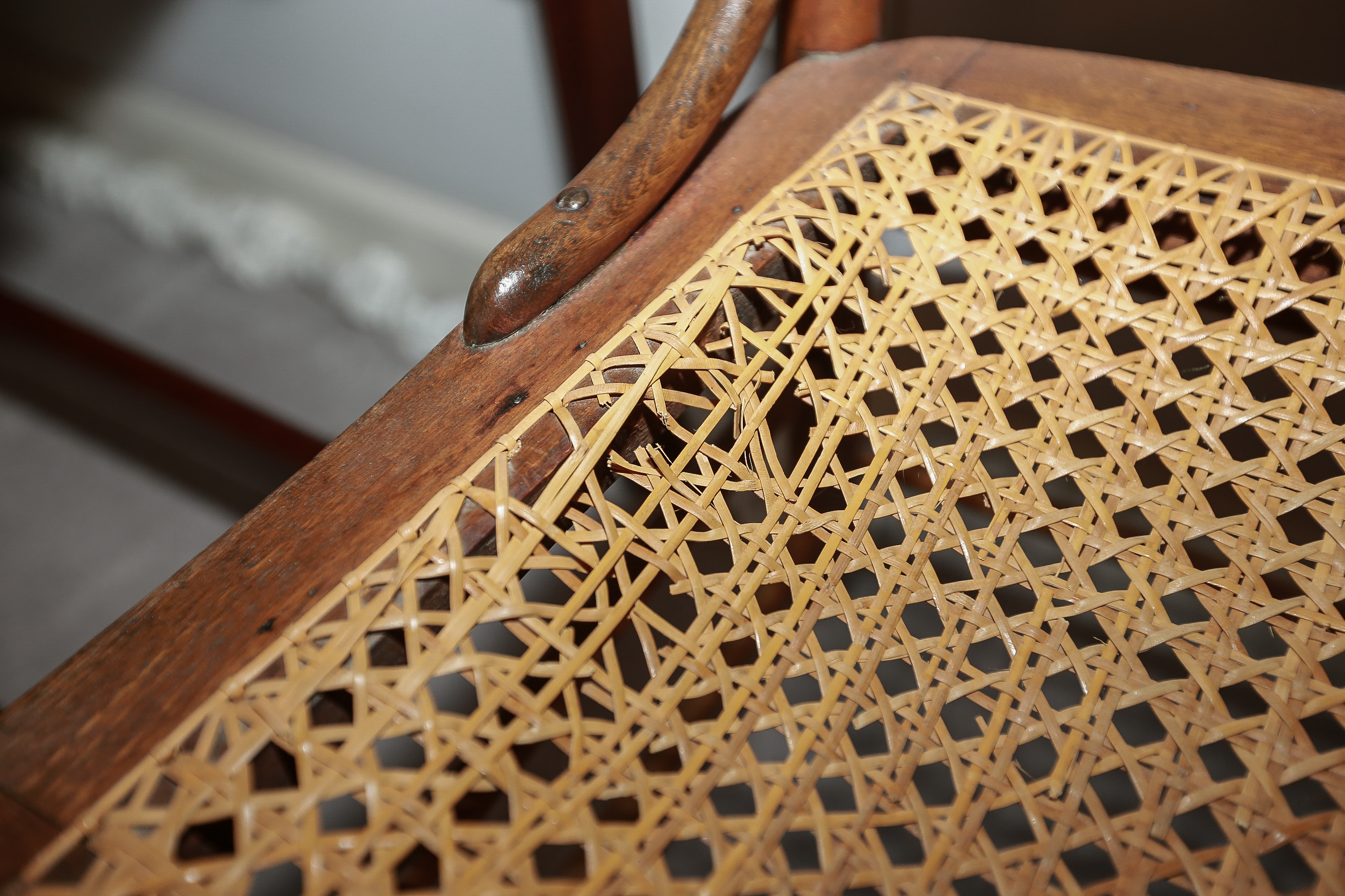 Mid Century Mahogany Desk and Cain Chair