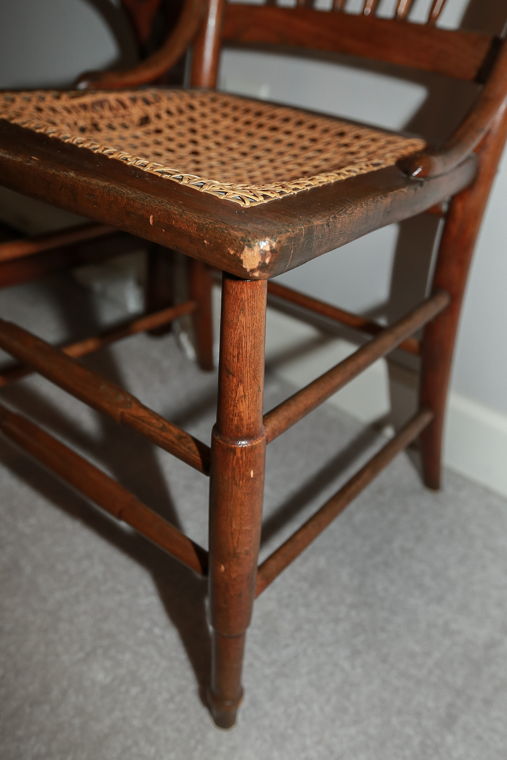 Mid Century Mahogany Desk and Cain Chair