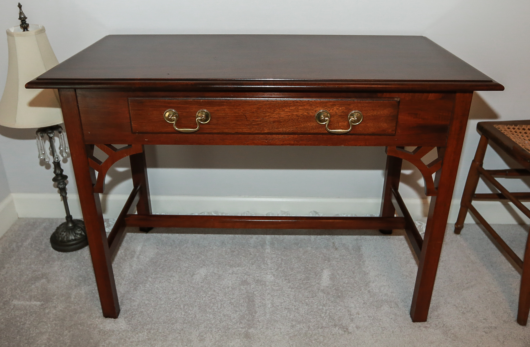 Mid Century Mahogany Desk and Cain Chair