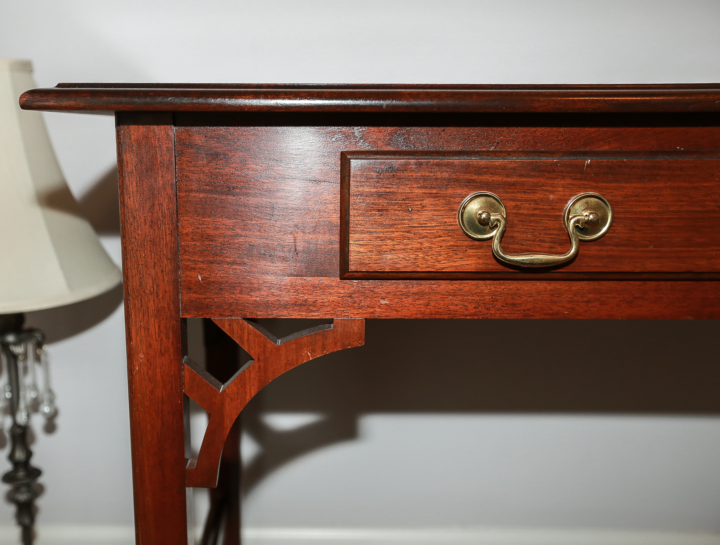 Mid Century Mahogany Desk and Cain Chair