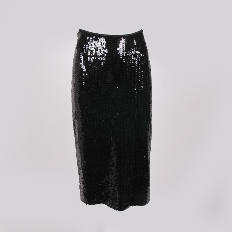 Vintage Chanel Black Sequined Wiggle Skirt