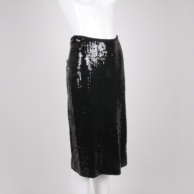 Vintage Chanel Black Sequined Wiggle Skirt