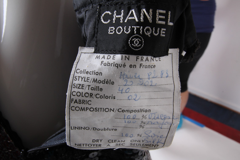 Vintage Chanel Black Sequined Wiggle Skirt